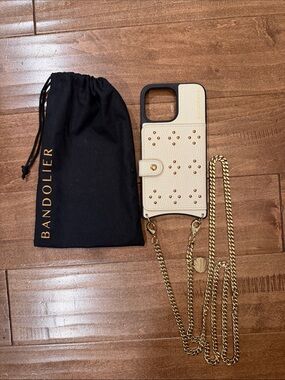 Bandolier Cream Studded iPhone 14 ProMax Crossbody Case